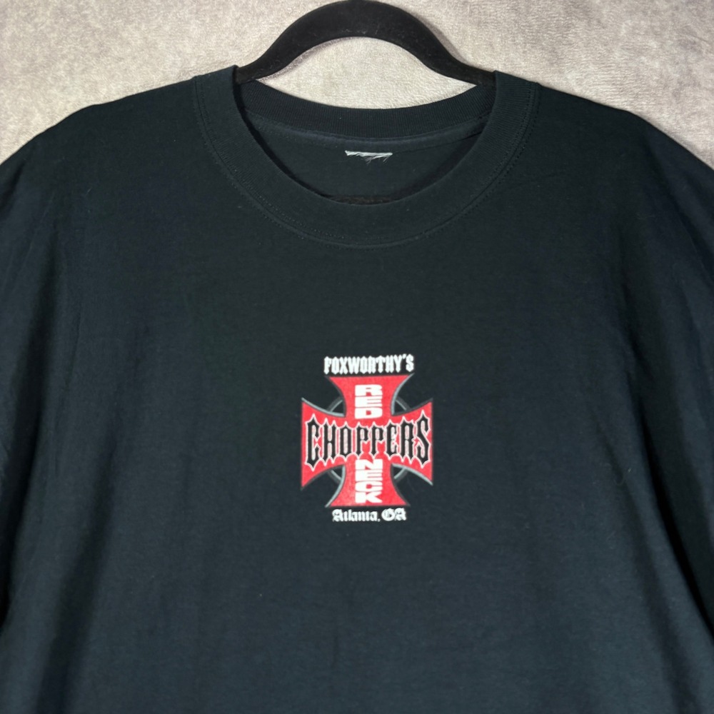 Jeff Foxworthy Redneck Choppers Mens XL Black Graphic Tee Biker Atlanta GA Biker